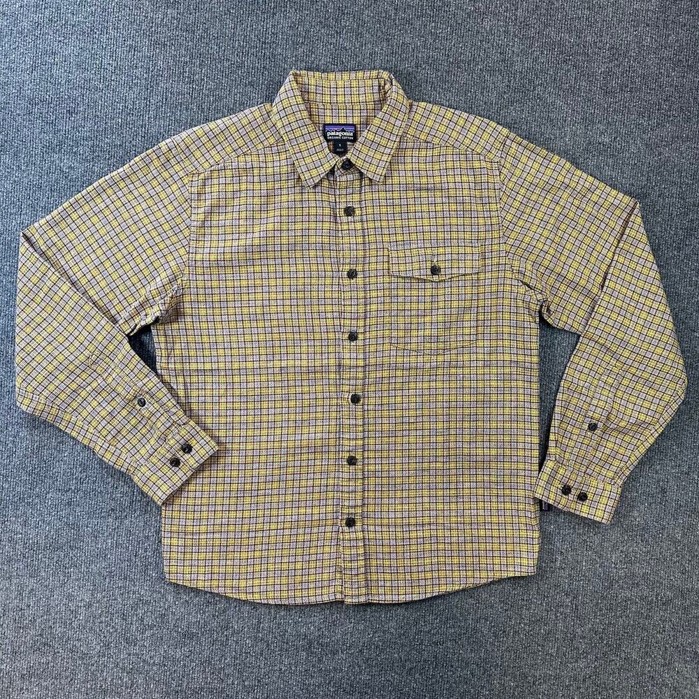 Patagonia Men’s Lightweight Fjord Flannel Shirt Organic Cotton Mountain Yellow S